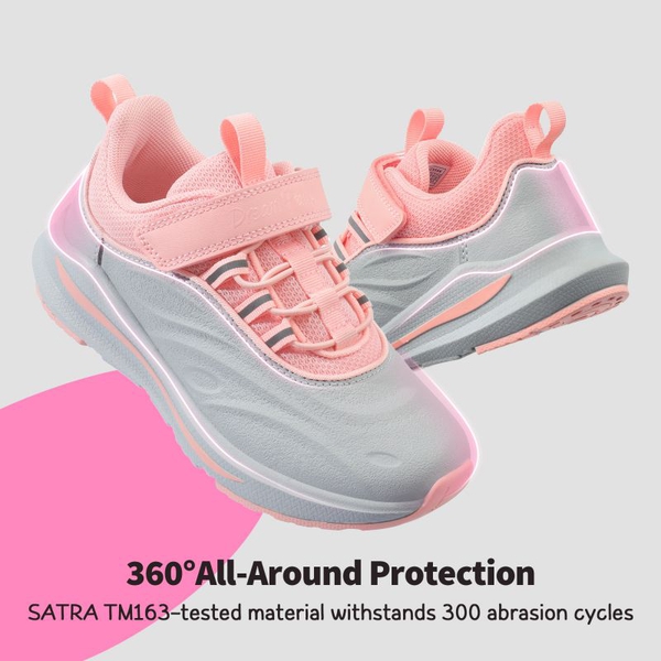 [Durastep] Kids Protective High-Density Upper Running Shoes with Reflective Tape - LIGHT GREY PINK - 2